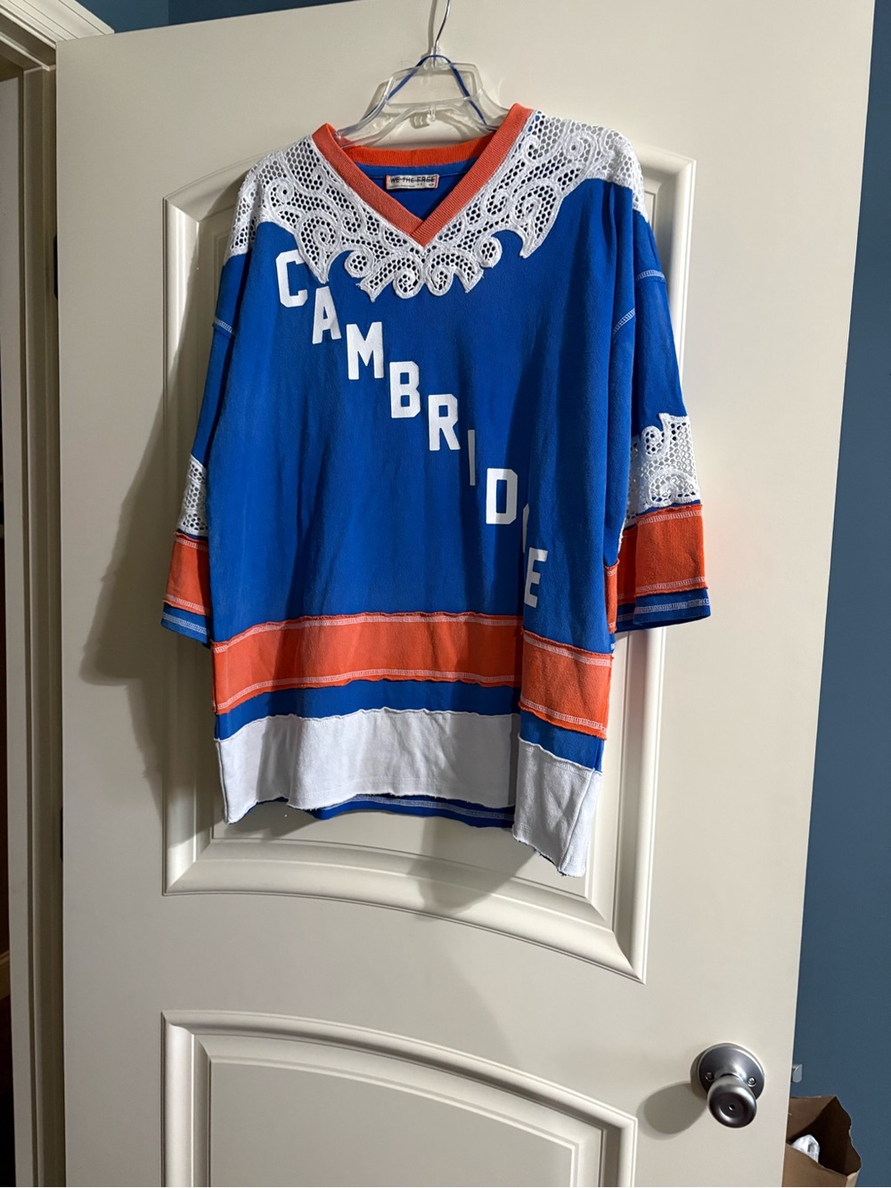 We The Free Blue & Orange 'Cambridge' Lace-Accent Oversized Top